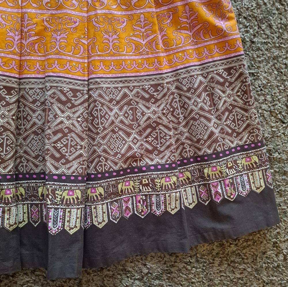 Tribal multicolored midi darted tier patterned skirt, made in Bulgaria - Picture 3 of 4